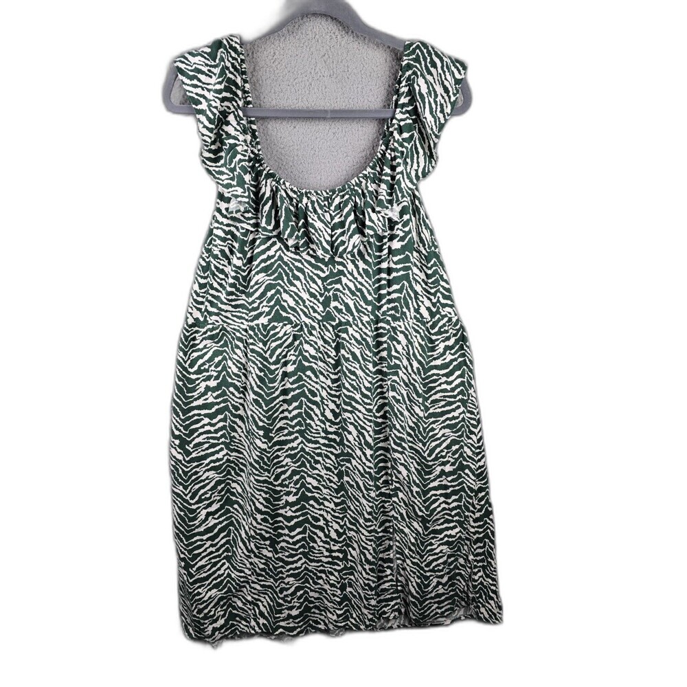 Ava and Viv Maxi Dress Green White 3X Boho Animal Print Linen Ruched